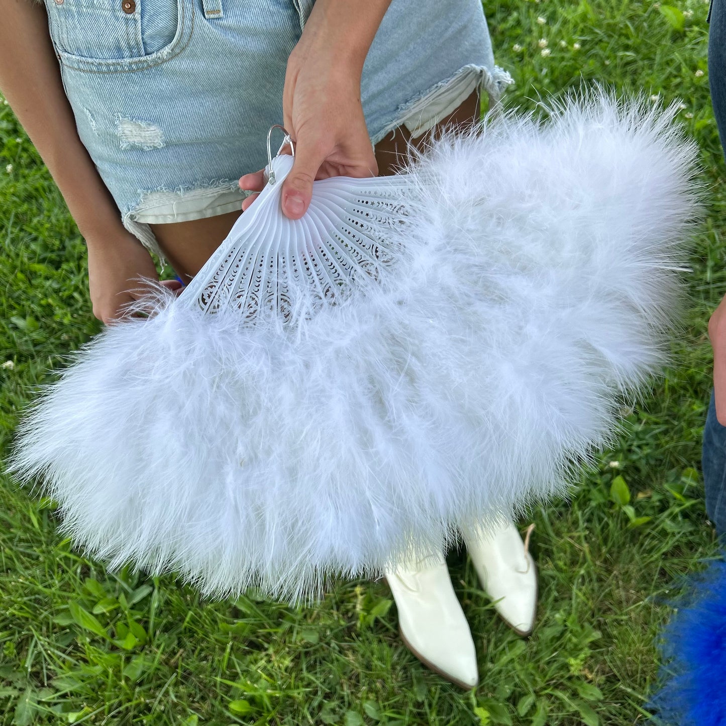 Marabou Fan 11 x 20 inch Set of 3 --Red/White/Royal