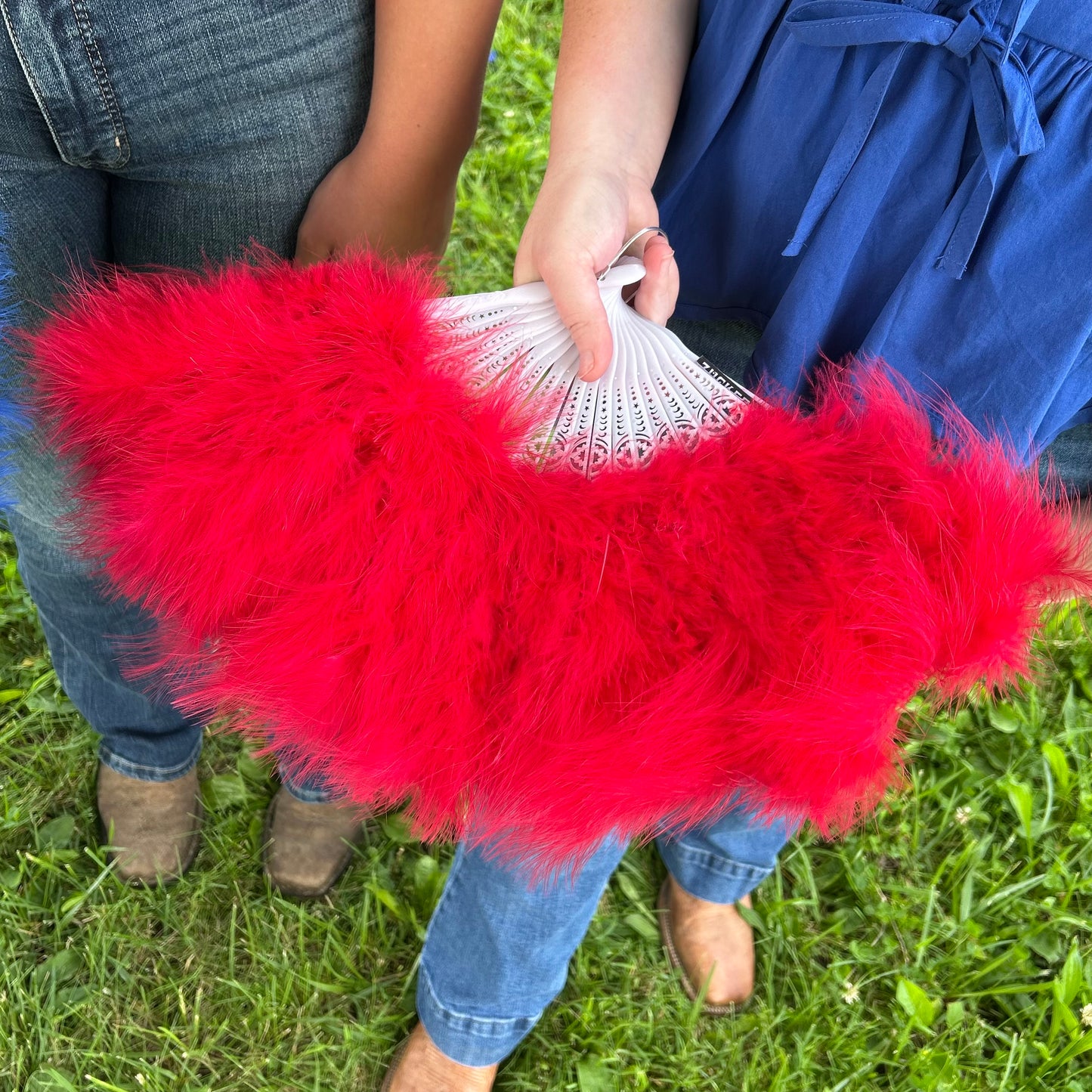 Marabou Fan 11 x 20 inch Set of 3 --Red/White/Royal