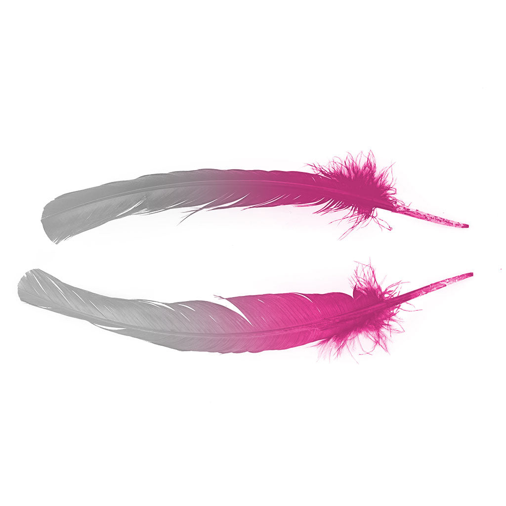 Ombre Turkey Quill 10-12" Right Wing Tip Silver .25 lb - Silver-Shocking Pink