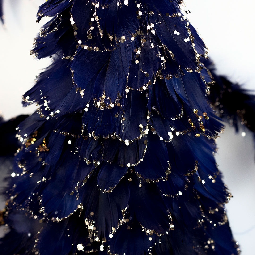 Feathered Navy Blue Christmas Tree