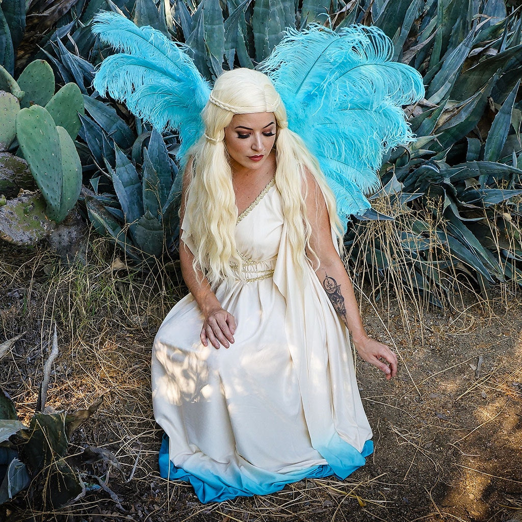 Large Ostrich Feather Wings - Light Turquoise