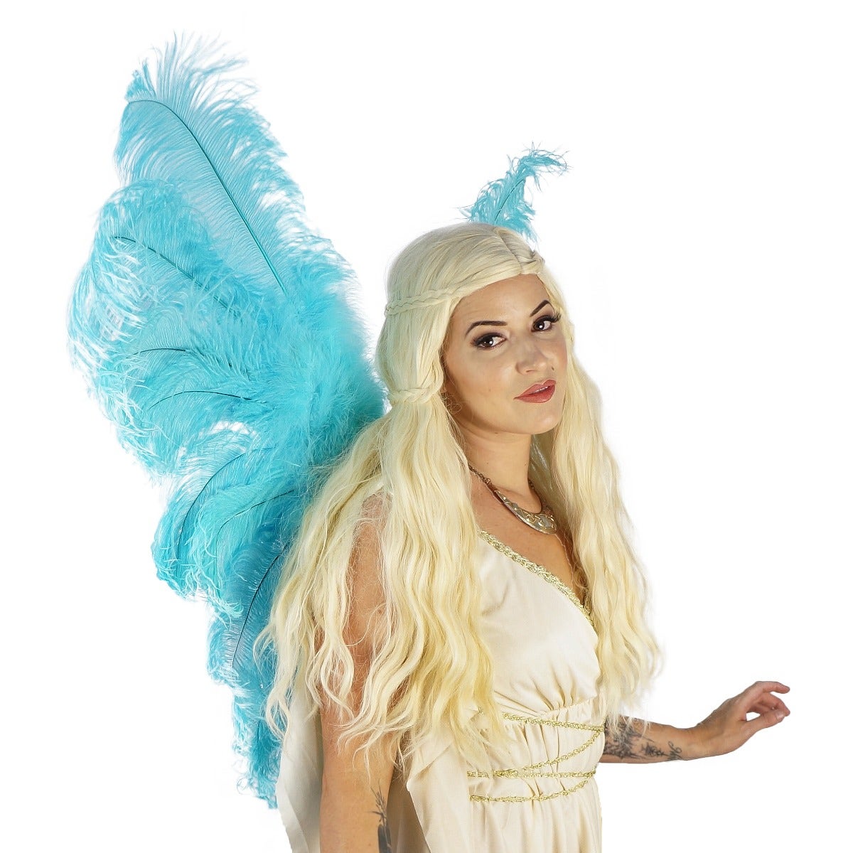 Large Ostrich Feather Wings - Light Turquoise