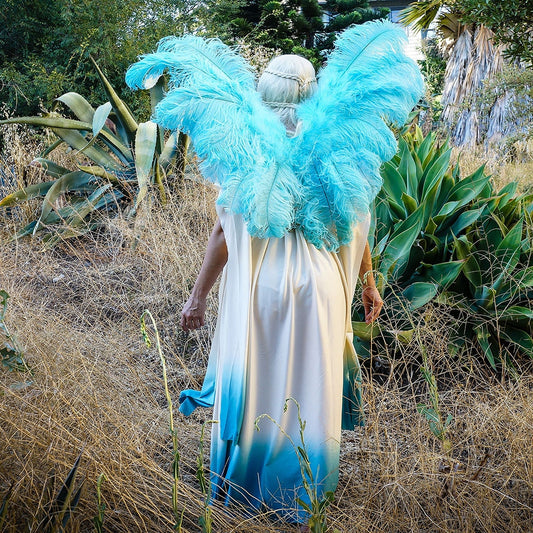 ADULT ANGEL FAIRY BUTTERFLY WING - OSTRICH FEATHER WINGS - LIGHT TURQUOISE - Feathers