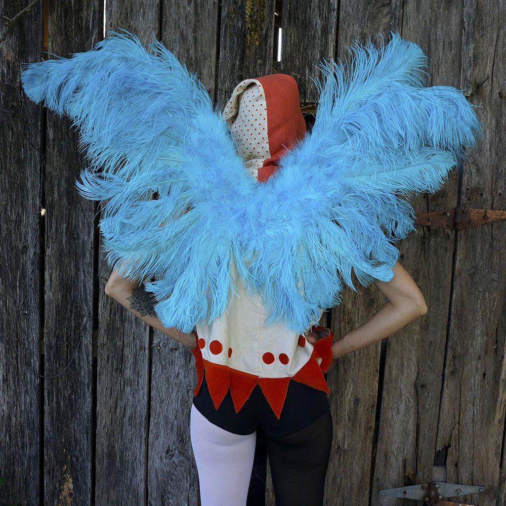 Large Ostrich Feather Wings - Light Turquoise