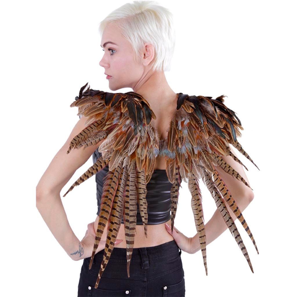 Adult Angel Fairy Costume Wings - Pheasant Feather Wing for Cosplay or Halloween - Feathers