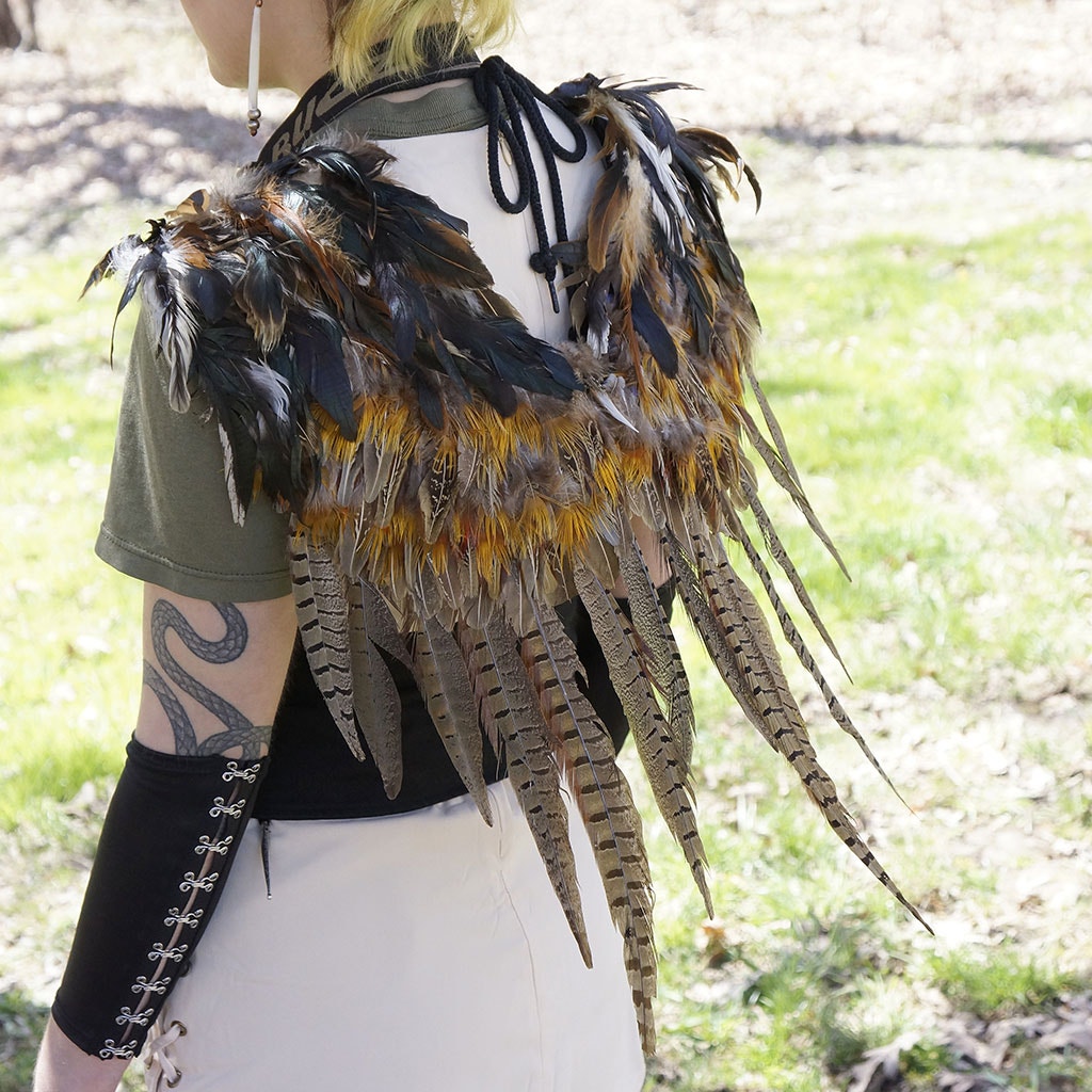 Adult Angel Fairy Costume Wings - Pheasant Feather Wing for Cosplay or Halloween - Feathers