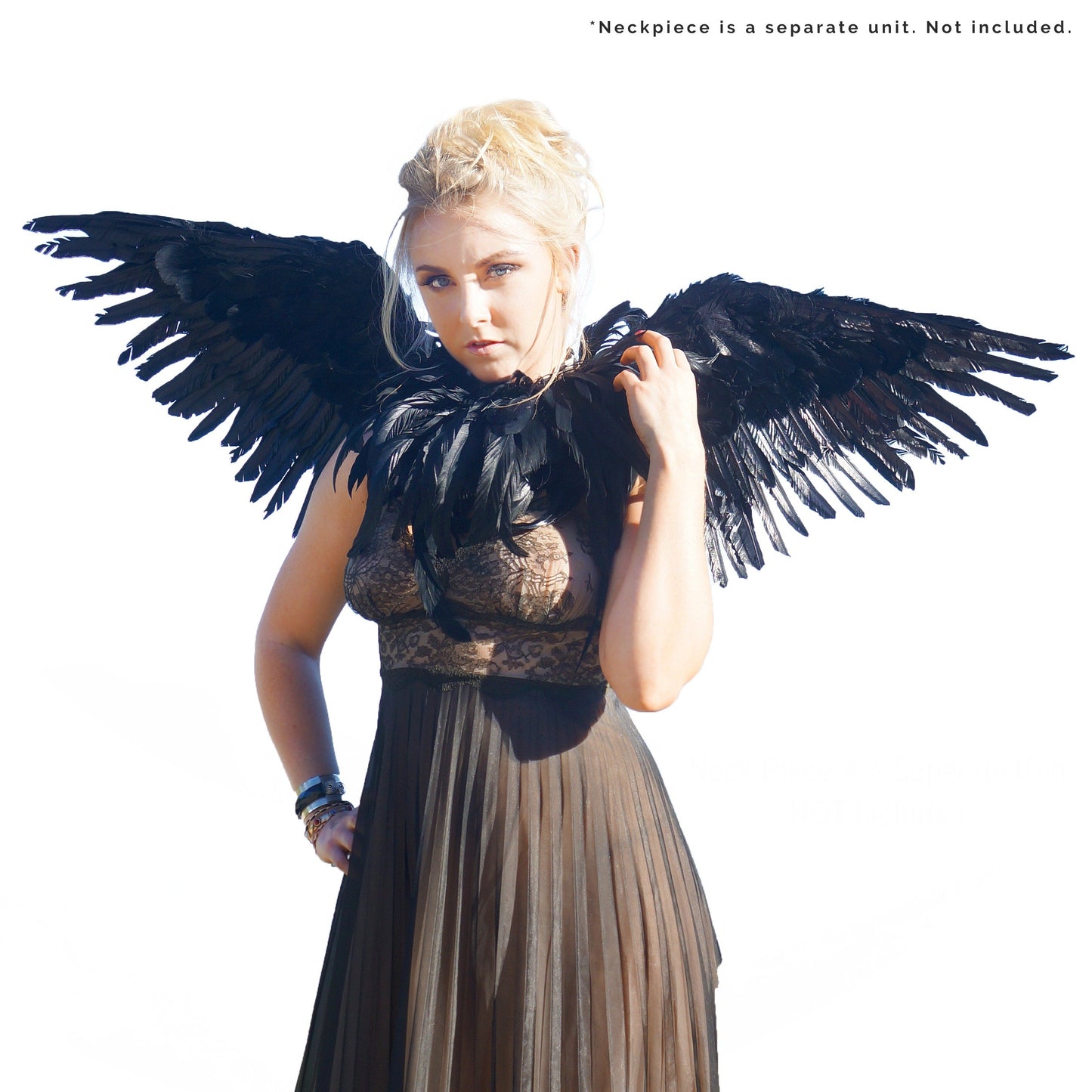 Adult Mockingbird Large Wings Costume - Black Angel Fairy Cosplay Halloween Crow Feather Wing - Feathers