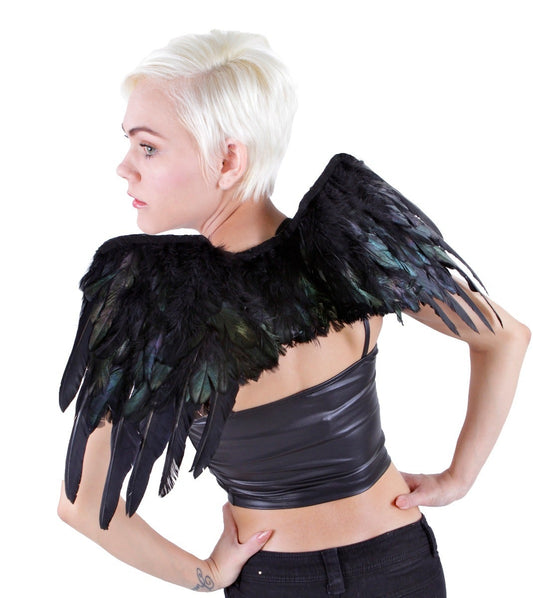 Adult Raven Costume Feather Wings - Black Feather Wings for Cosplay or Halloween - Feathers