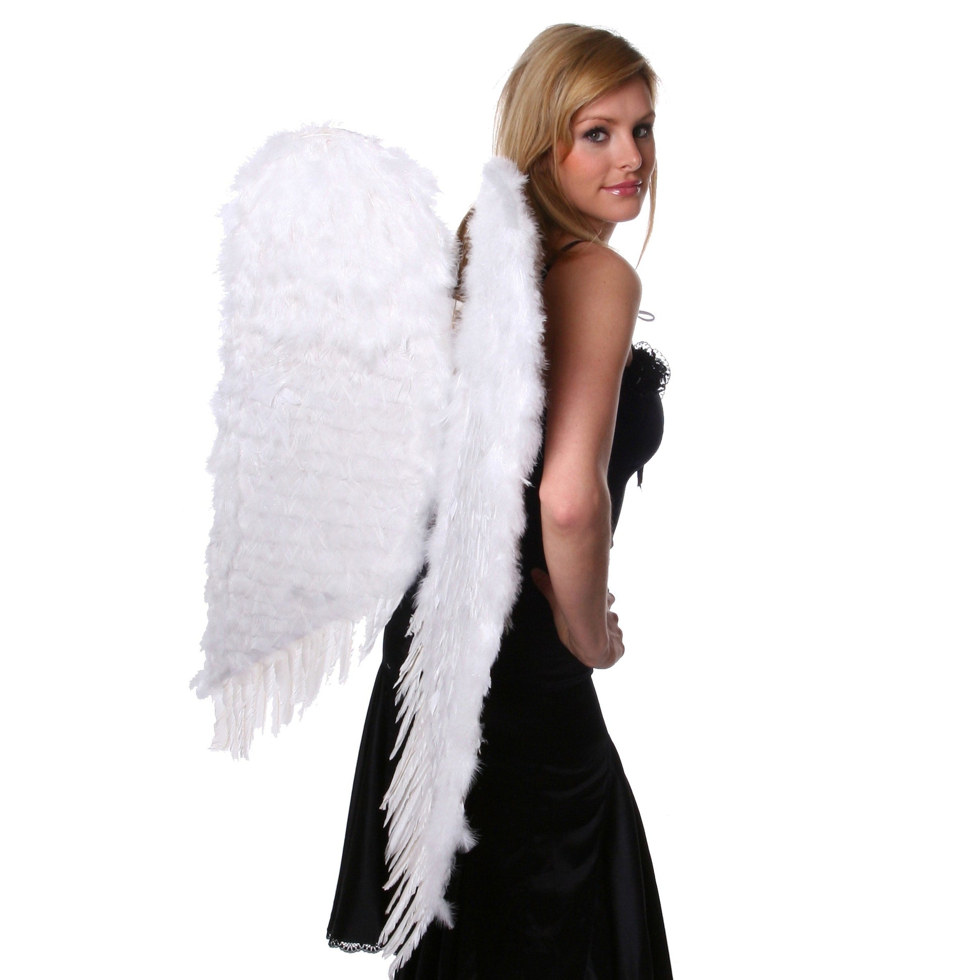 Adult White Angel Costume Wings - Large Halloween Cosplay Feather Wing - Feathers