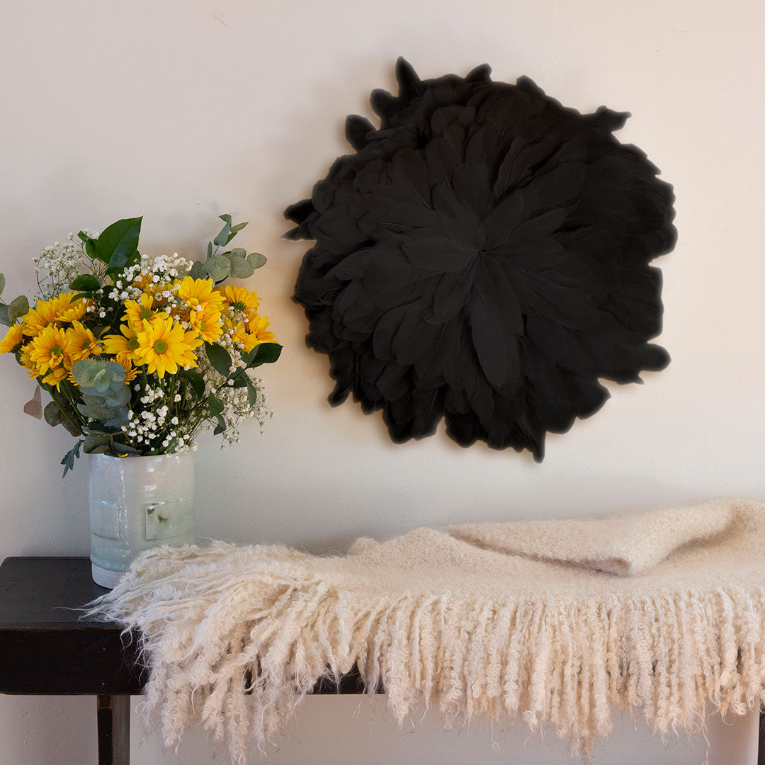 African JuJu Hats Feather Wall Art - Small - Black - Feathers