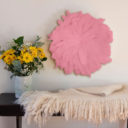 African JuJu Hats Feather Wall Art - Small - Candy Pink - Feathers