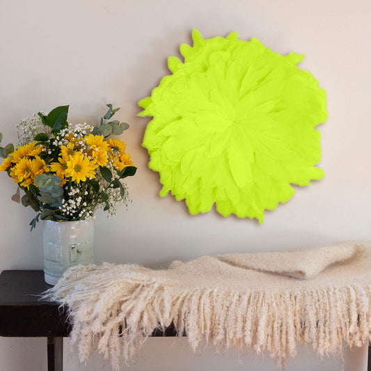 African JuJu Hats Feather Wall Art - Small - Lime - Feathers