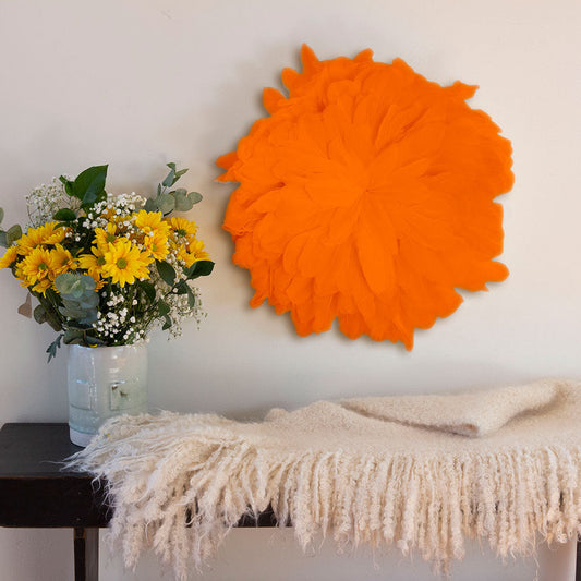 African JuJu Hats Feather Wall Art - Small - Mango - Feathers