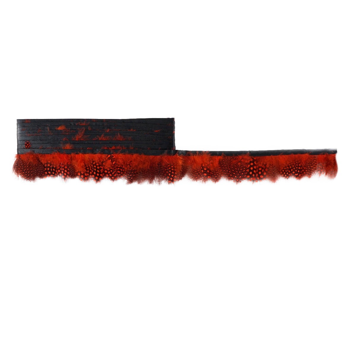 Almond Pheasant Feather Fringe - Tango Red - Feathers