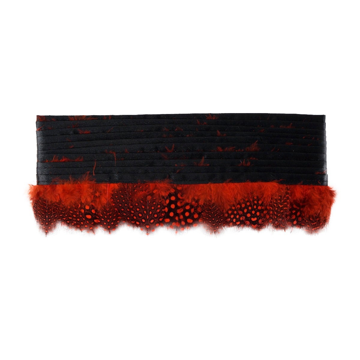 Almond Pheasant Feather Fringe - Tango Red - Feathers