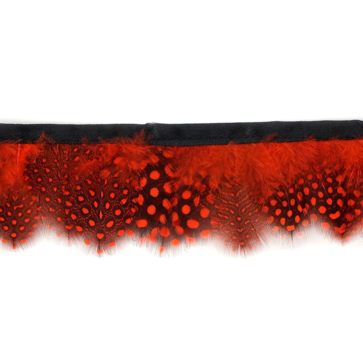 Almond Pheasant Feather Fringe - Tango Red - Feathers