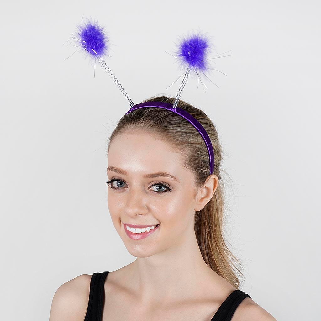 Antenna Costume Feather Headband - Lilac Ladybug Robot Space Alien Accessories - Feathers