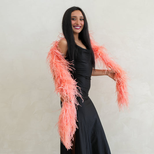 Apricot Blush Orange 2 Ply Ostrich Feather Boa - Feathers