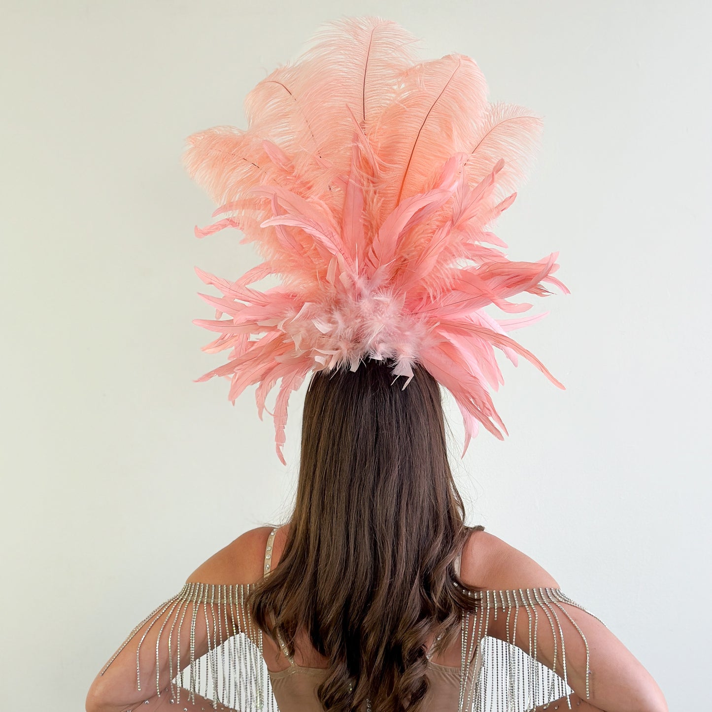 Apricot Blush Showgirl Feather Headpiece