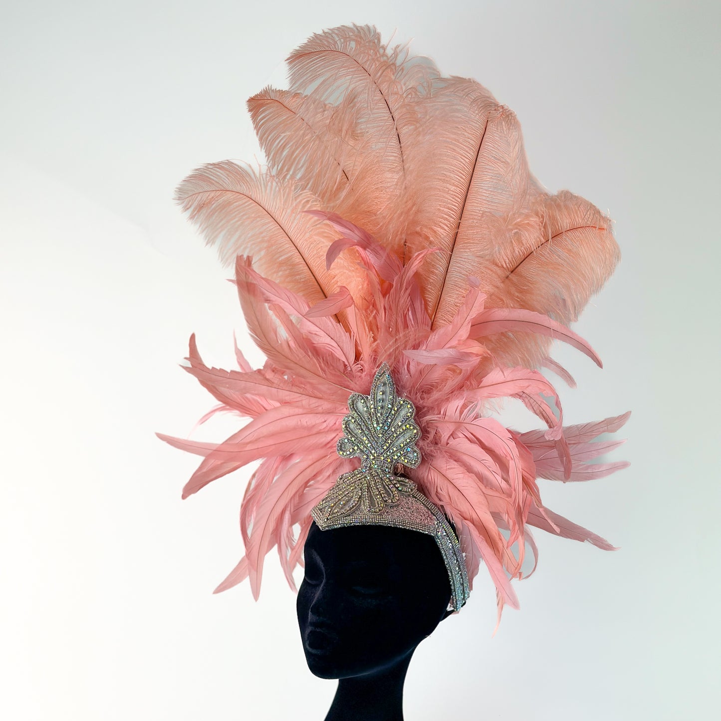 Kitty Apricot Blush Showgirl Feather Headpiece