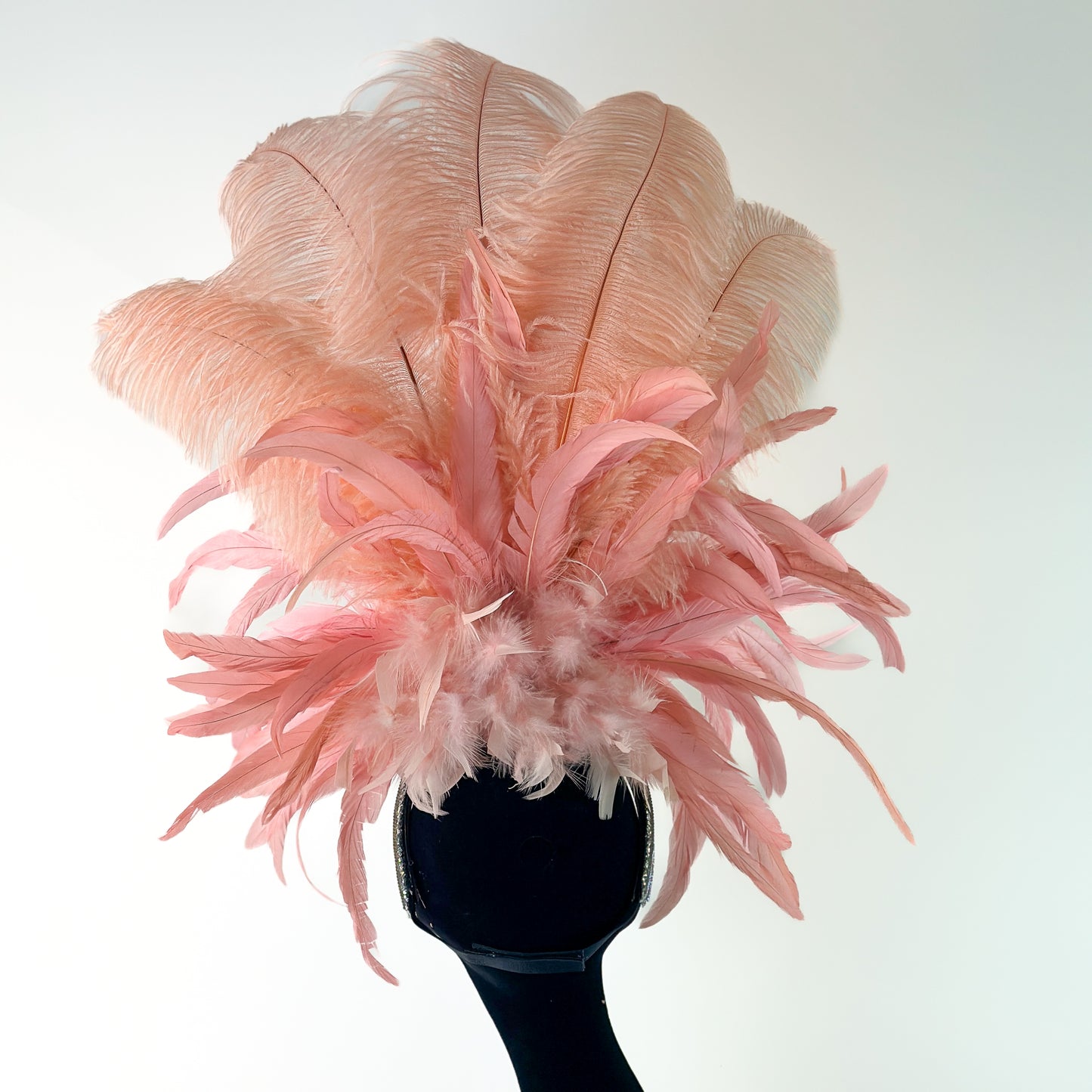 Kitty Apricot Blush Showgirl Feather Headpiece