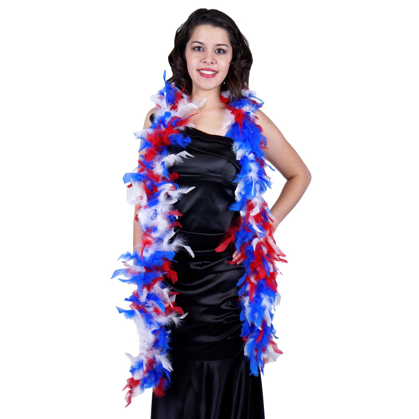 USA Chandelle Feather Boa - Lightweight - Patriotic Mix