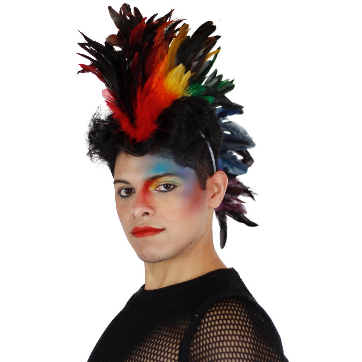Rainbow Feather Mohawk with Black Tips