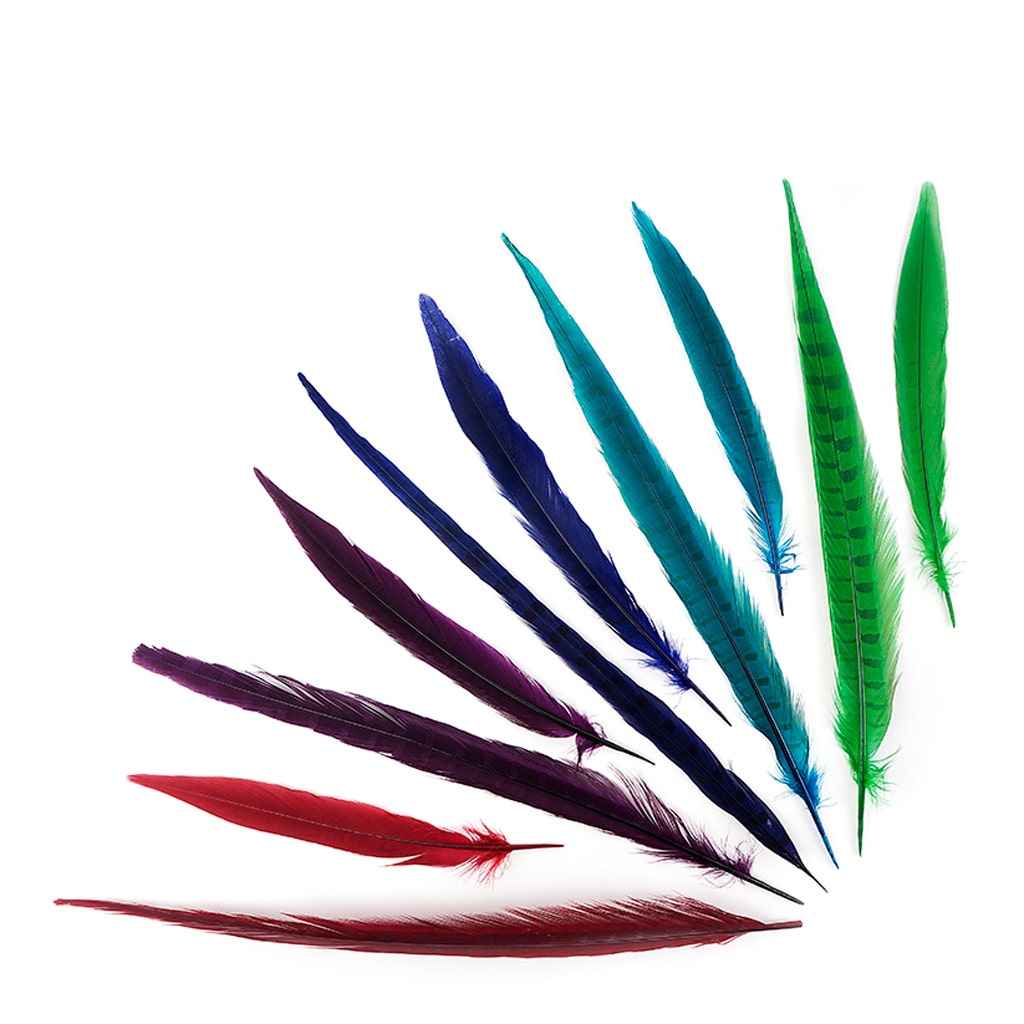 Bulk Assorted Pheasant Tails Mix Dyed - Gem Mix
