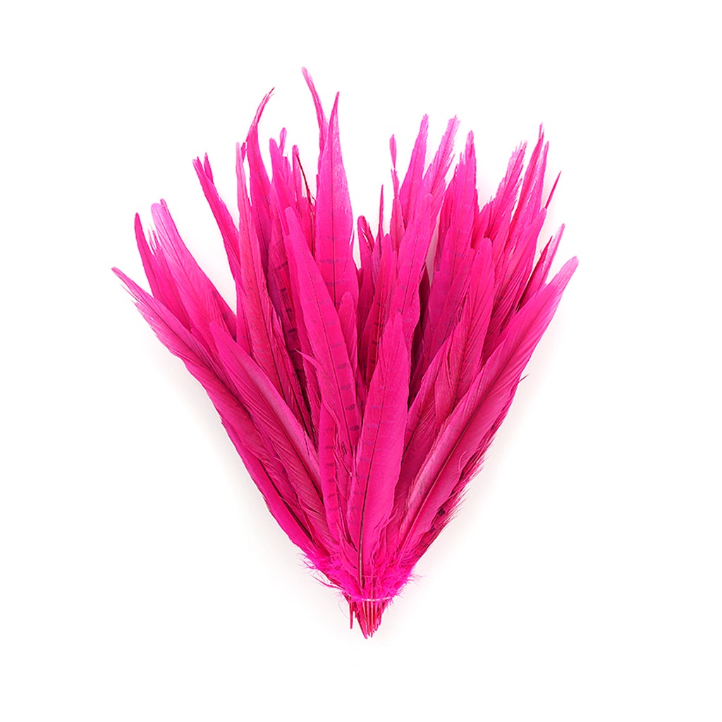 Assorted Pheasant Tails Dyed - Shocking Pink - Feathers