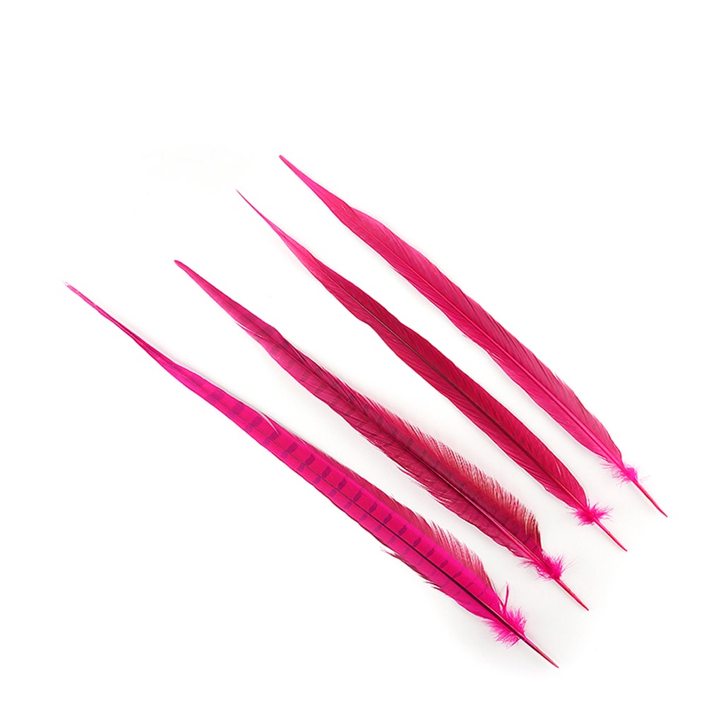 Assorted Pheasant Tails Dyed - Shocking Pink - Feathers