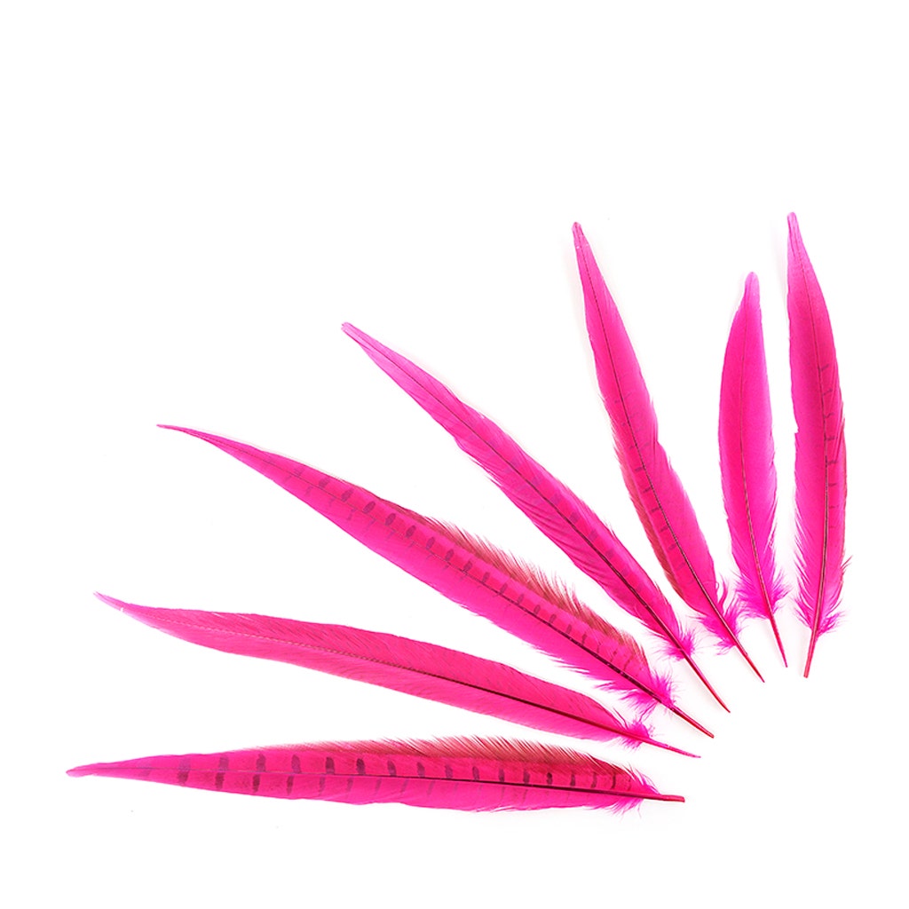 Assorted Pheasant Tails Dyed - Shocking Pink - Feathers