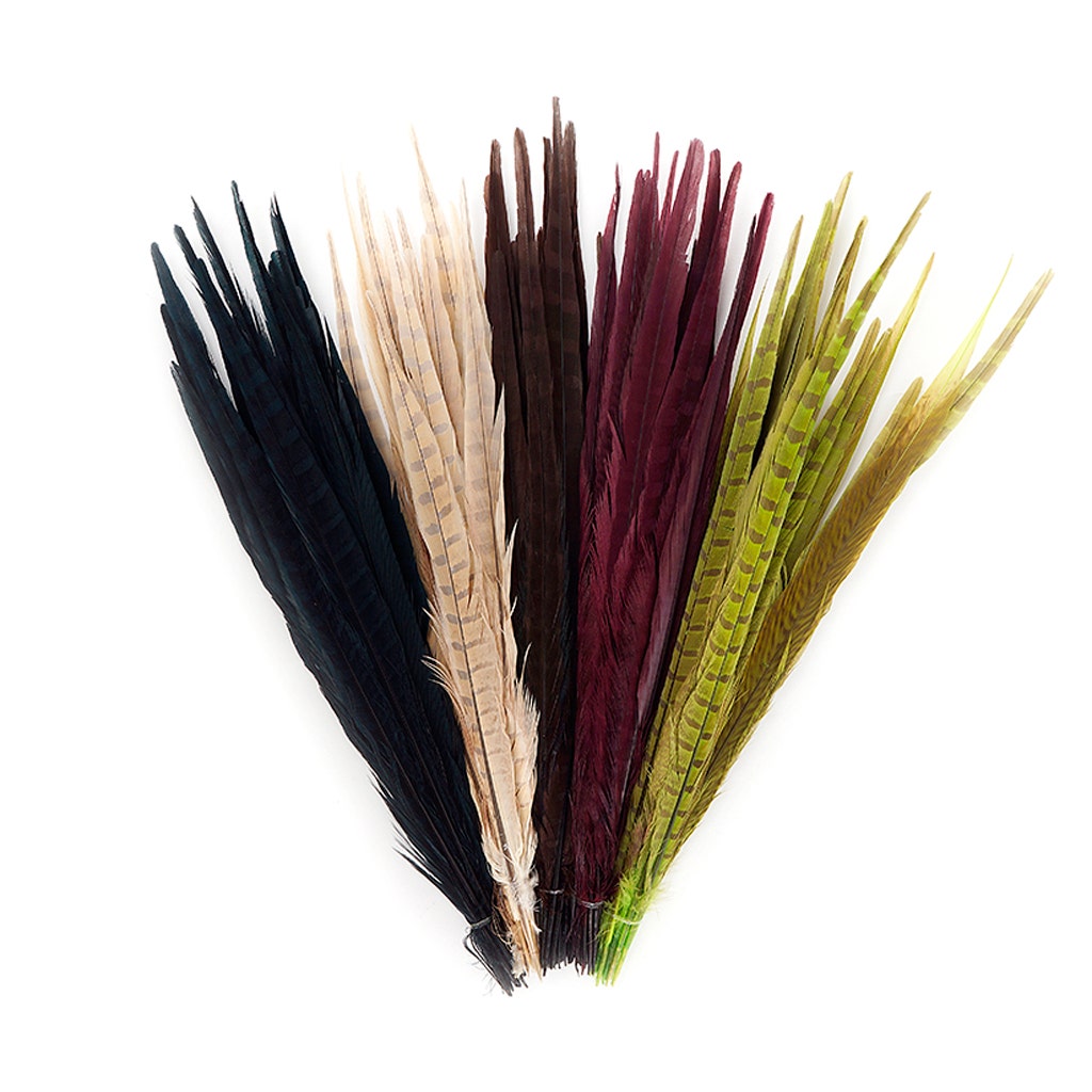 Assorted Pheasant Tails Mix Dyed - Harvest Mix - Feathers