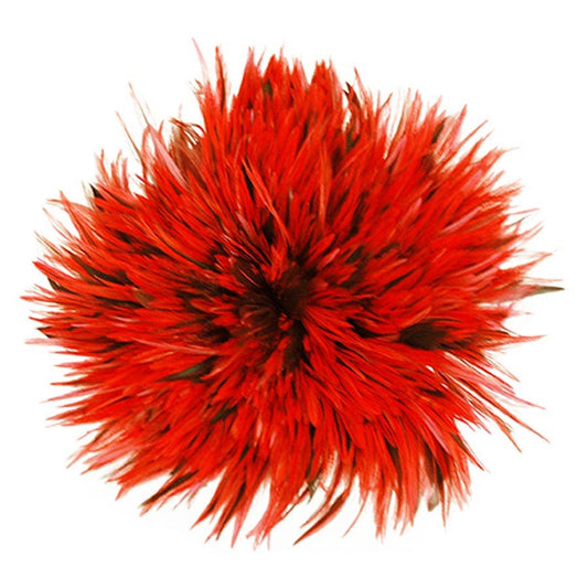 Badger Rooster Saddle Feathers Strung - 1/2 Yard (18’’ strip) 4-6’’ Rooster Feathers -Hot Orange - Feathers