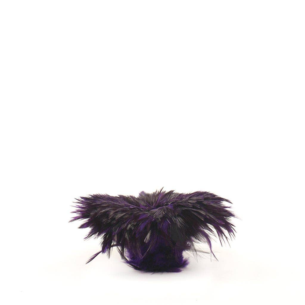 Badger Rooster Saddle Feathers Strung - 1/2 Yard (18’’ strip) 4-6’’ Rooster Feathers - Regal Purple - Feathers