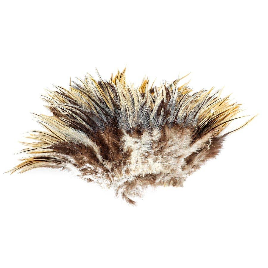 Badger Rooster Saddle Feathers Strung - 1/2 Yard (18’’ strip) 4-6’’ Rooster Feathers - Natural - Feathers