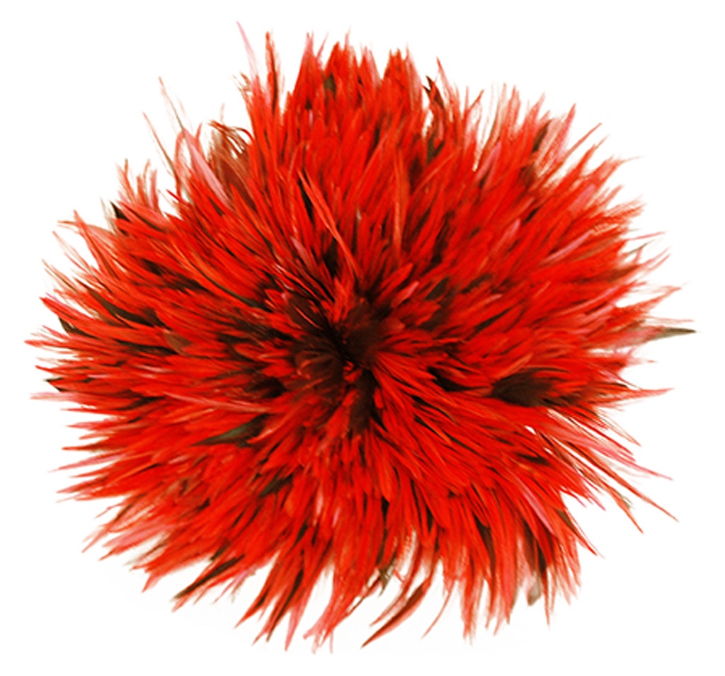 Badger Rooster Saddle Feathers Strung - 1 Yard 4-6’’ Rooster Feathers - Hot Orange - Feathers