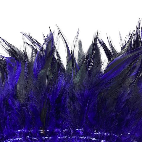 Badger Rooster Saddle Feathers Strung - 2’’ strip of 4-6’’ Rooster Feathers - Regal Purple - Feathers