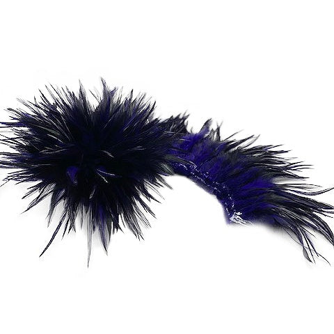 Badger Rooster Saddle Feathers Strung - 2’’ strip of 4-6’’ Rooster Feathers - Regal Purple - Feathers