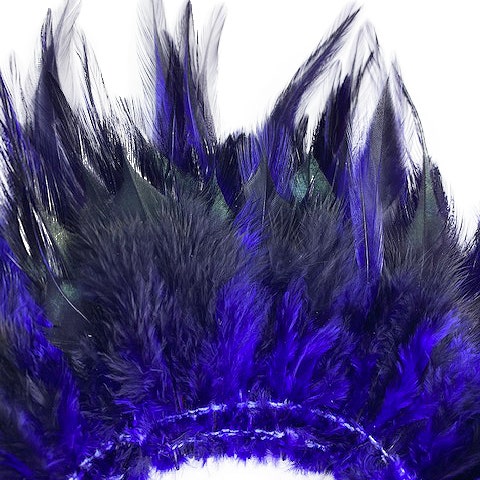 Badger Rooster Saddle Feathers Strung - 2’’ strip of 4-6’’ Rooster Feathers - Regal Purple - Feathers