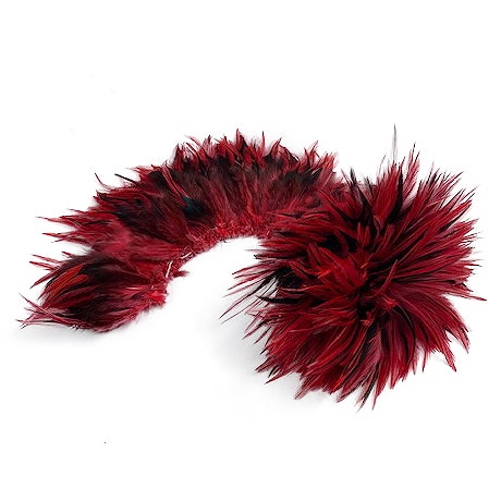 Badger Rooster Saddle Feathers Strung - 2’’ strip of 4-6’’ Rooster Feathers - Hot Orange - Feathers