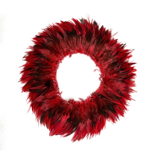 Badger Rooster Saddle Feathers Strung - 2’’ strip of 4-6’’ Rooster Feathers - Hot Orange - Feathers