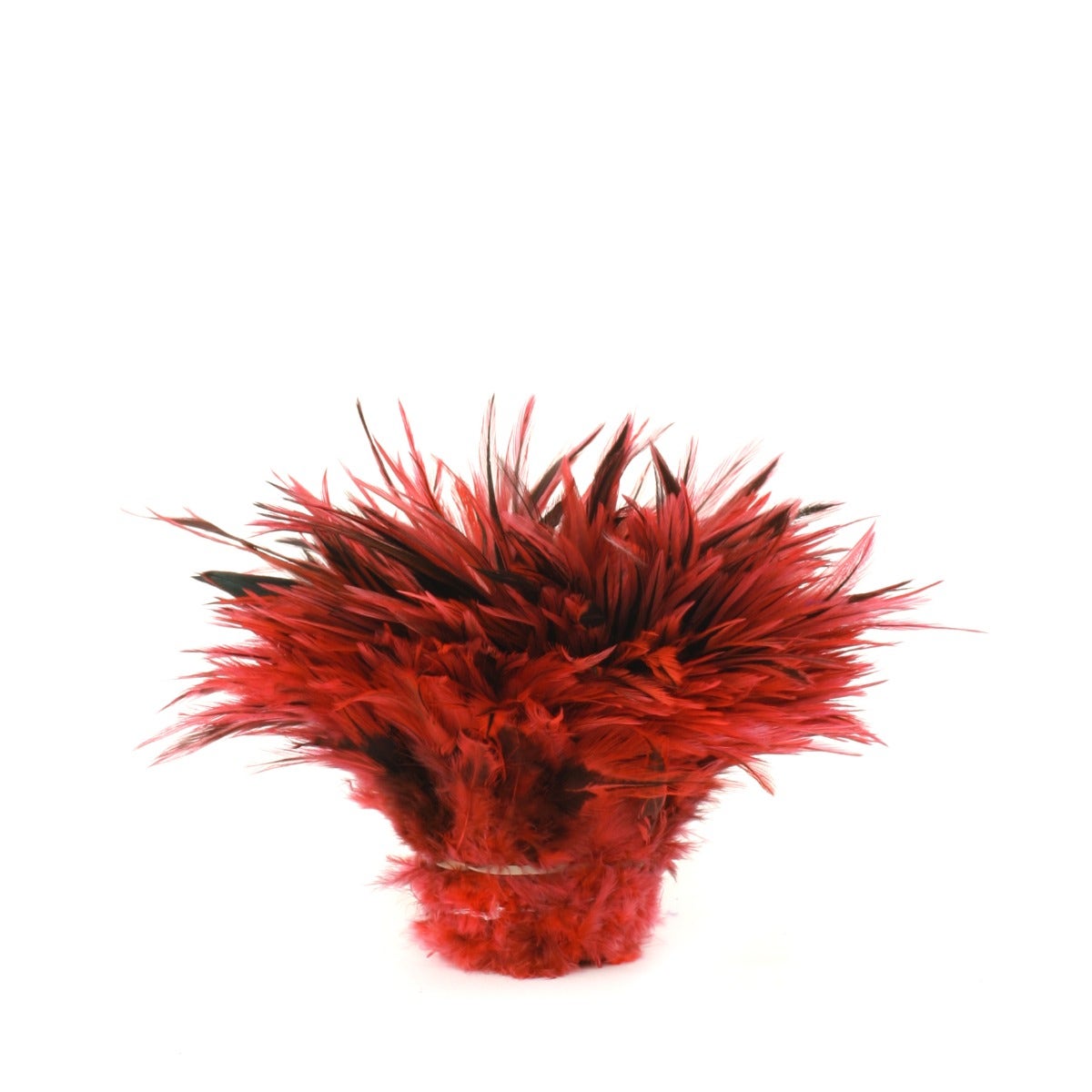 Badger Rooster Saddle Feathers Strung - 2’’ strip of 4-6’’ Rooster Feathers - Hot Orange - Feathers