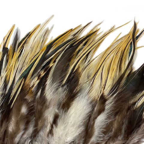 Badger Rooster Saddle Feathers Strung - 2’’ strip of 4-6’’ Rooster Feathers - Natural - Feathers