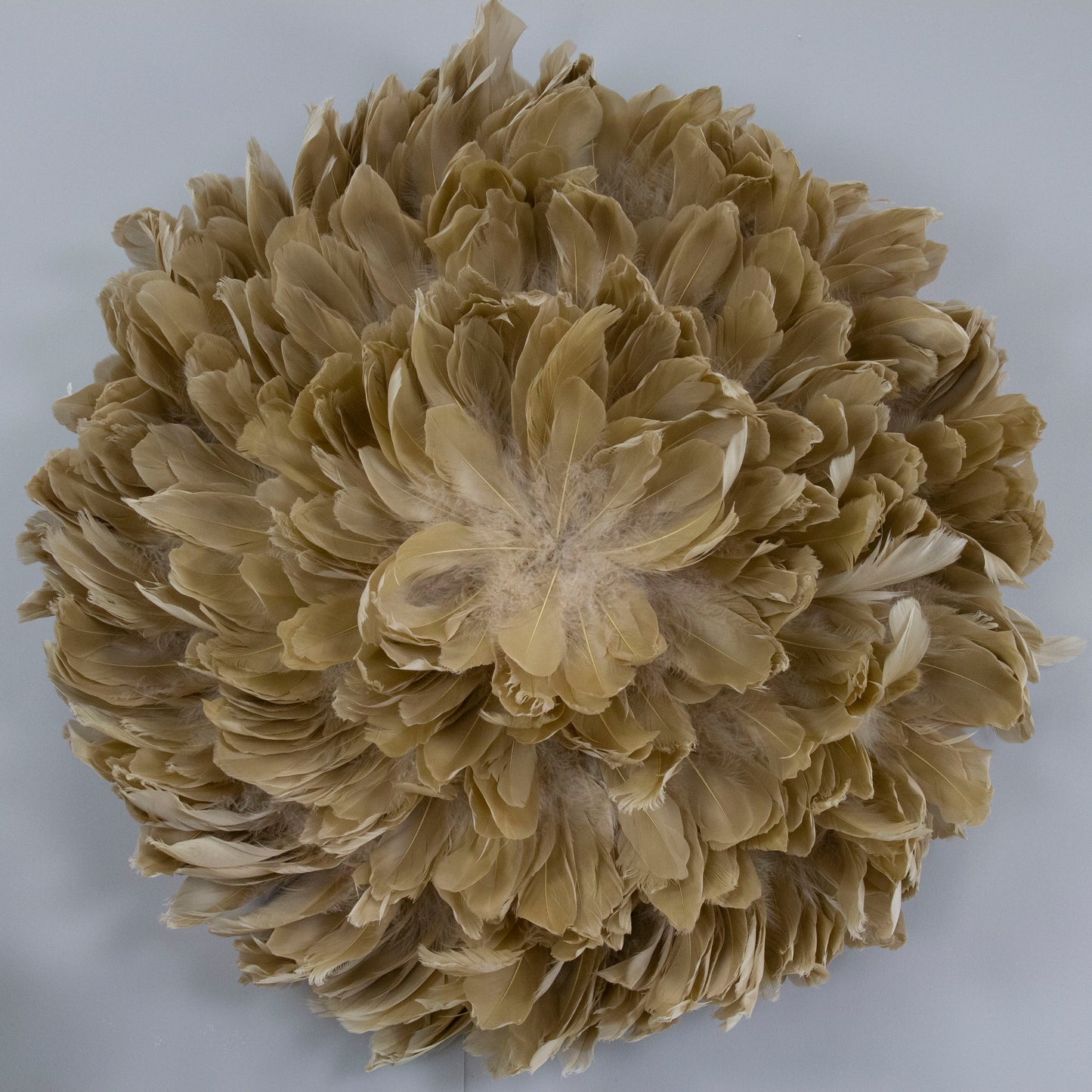 Juju Hat Nagoire Feather Wall Art 16 inch Wood Base   24-26 inch DIA --Beige