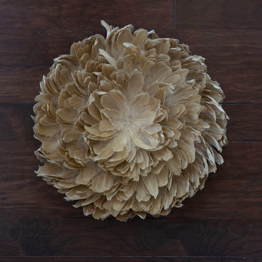 Juju Hat Nagoire Feather Wall Art 16 inch Wood Base   24-26 inch DIA --Beige
