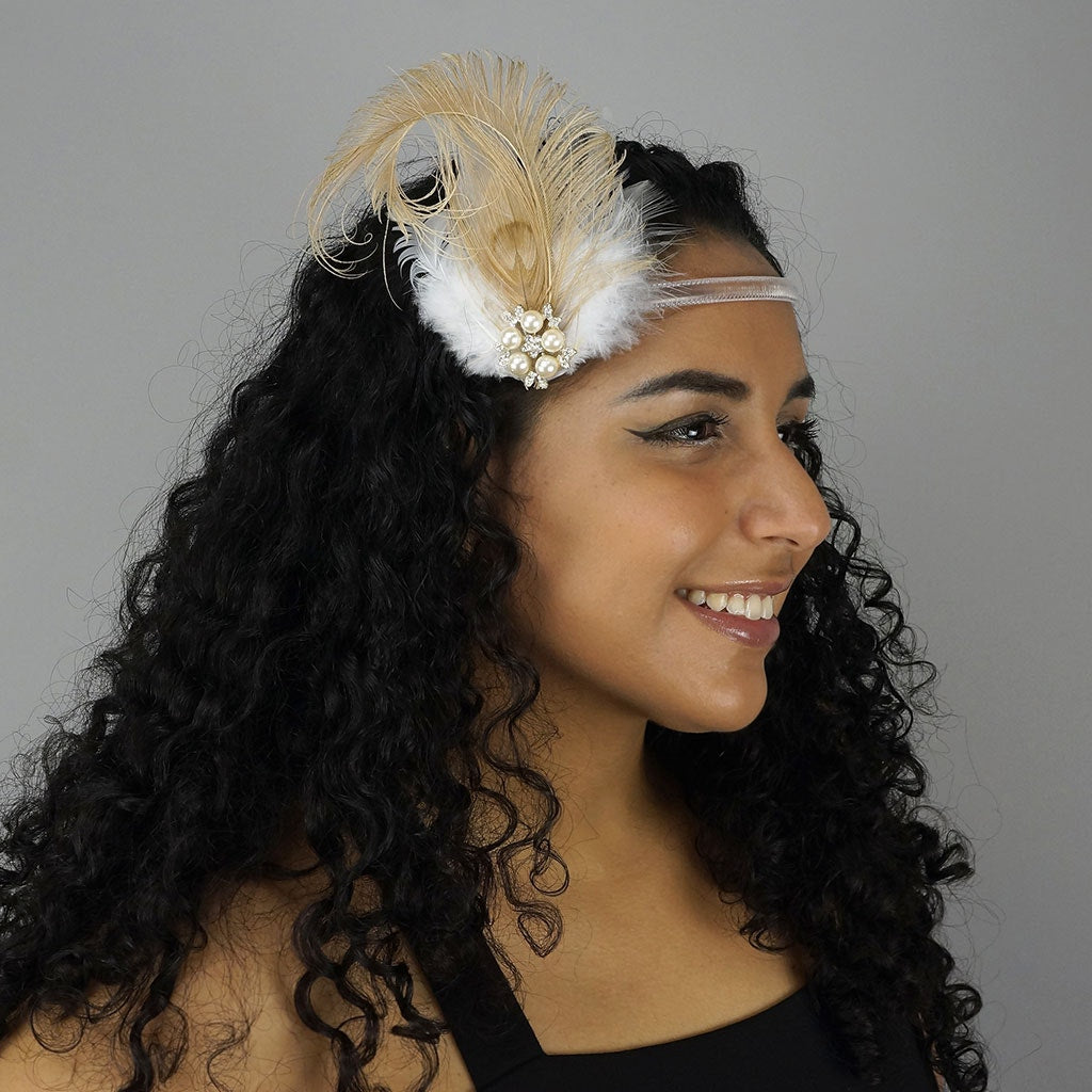 Feather Headband Embellishment w/Peacock/Schlappen