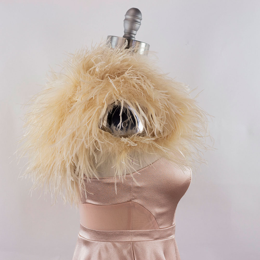 Beige Large Ostrich Feather Shrug