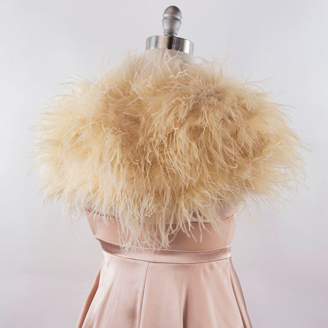 Beige Medium Ostrich Feather Shrug