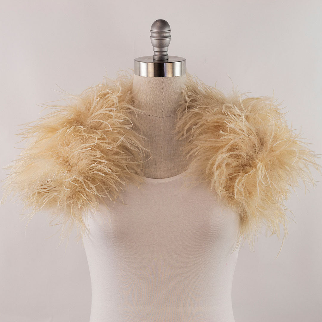 Beige Medium Ostrich Feather Shrug