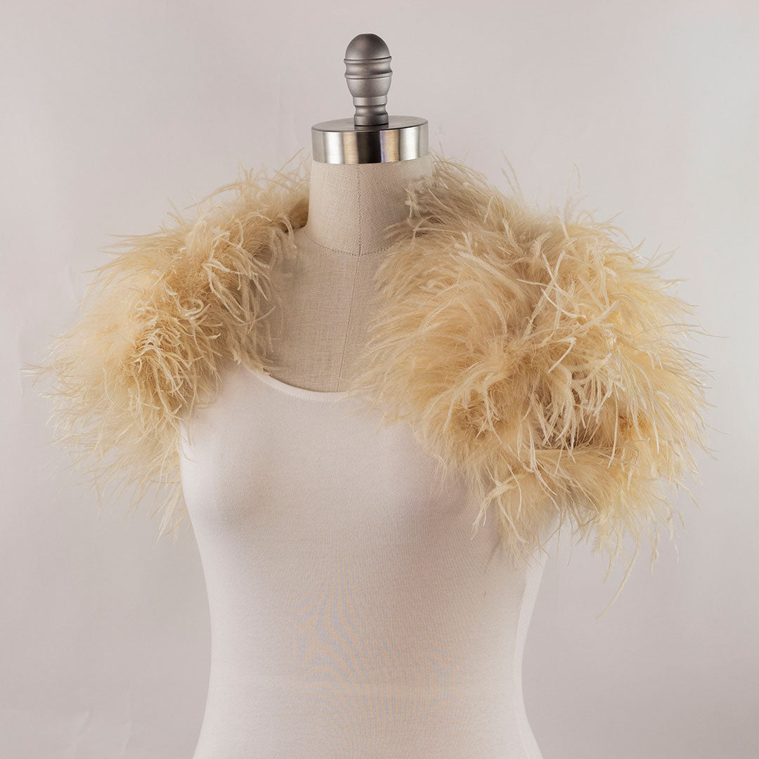 Beige Medium Ostrich Feather Shrug